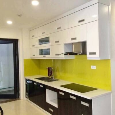 Kính Cường Lực Ốp Bếp Màu Vàng Chanh