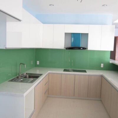 Kính Cường Lực Ốp Bếp Màu Xanh Cốm