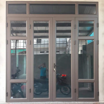 Mẫu Cửa 4 Cánh Nhôm Kính Cường Lực Việt Pháp